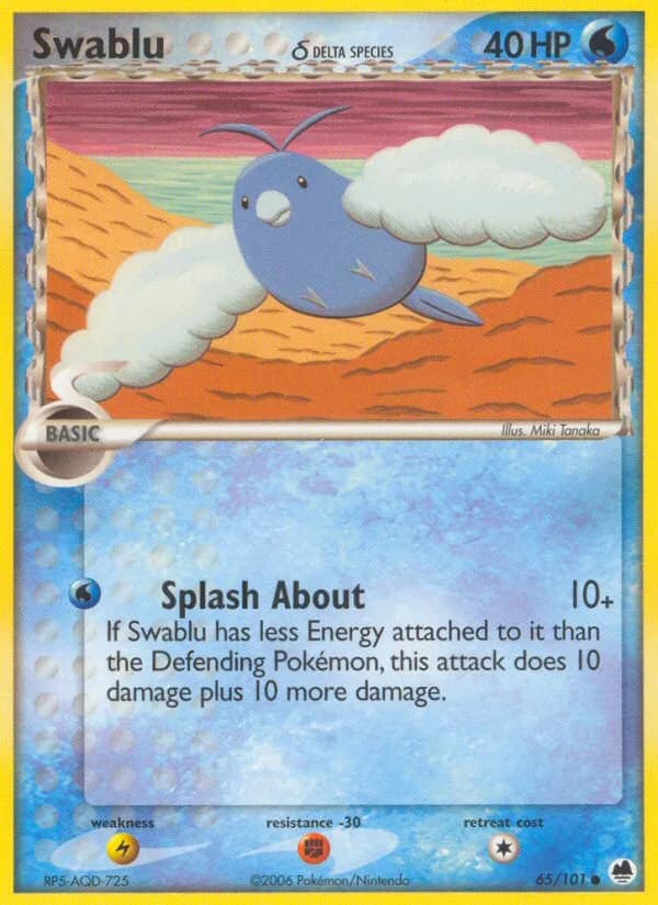 Swablu δ card front, EX Dragon Frontiers 65/101