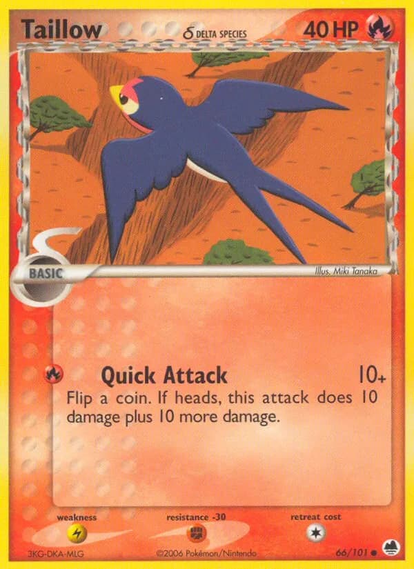 Taillow δ card front, EX Dragon Frontiers 66/101