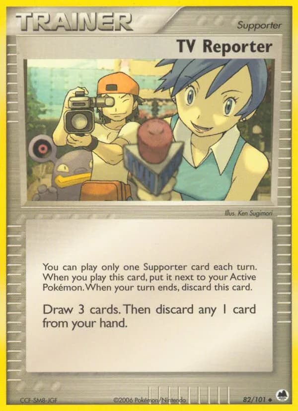 TV Reporter card front, EX Dragon Frontiers 82/101
