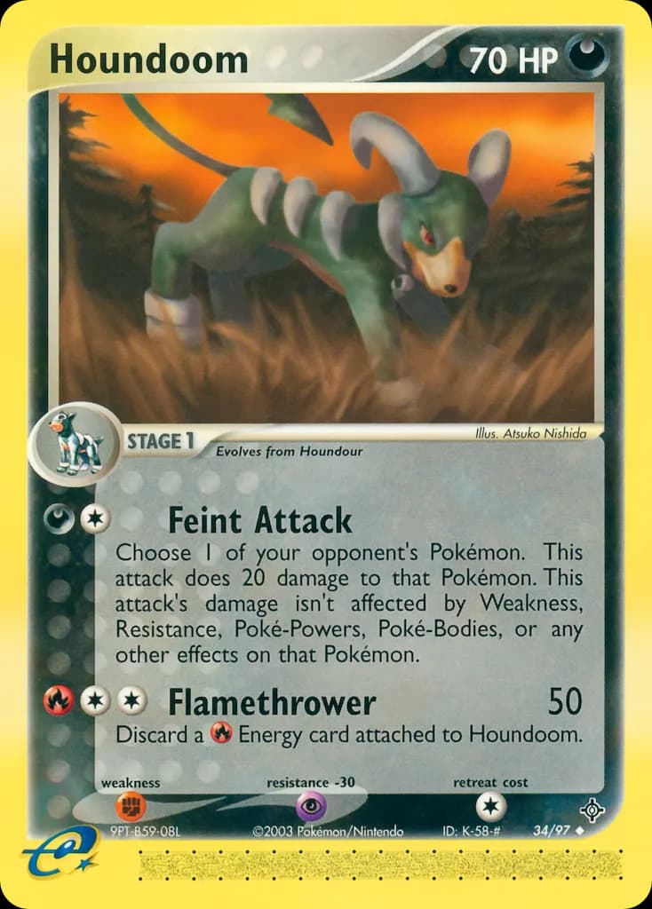 Houndoom card front, EX Dragon 34/97