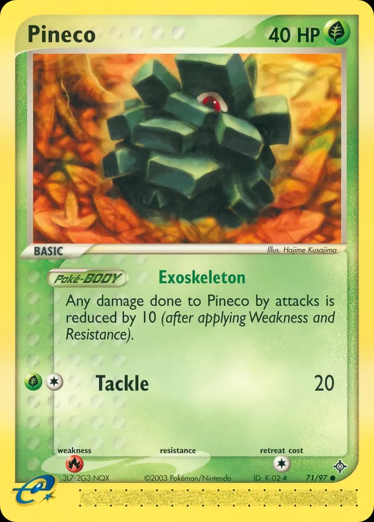 Pineco card front, EX Dragon 71/97