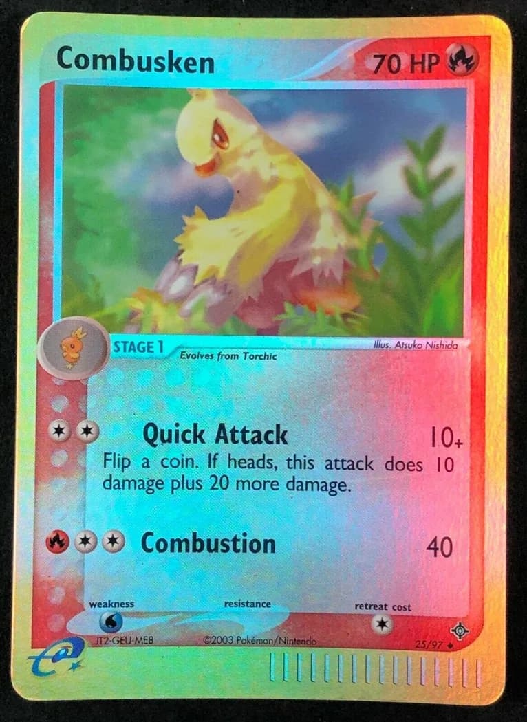 Combusken reverse holo card front, EX Dragon 25/97