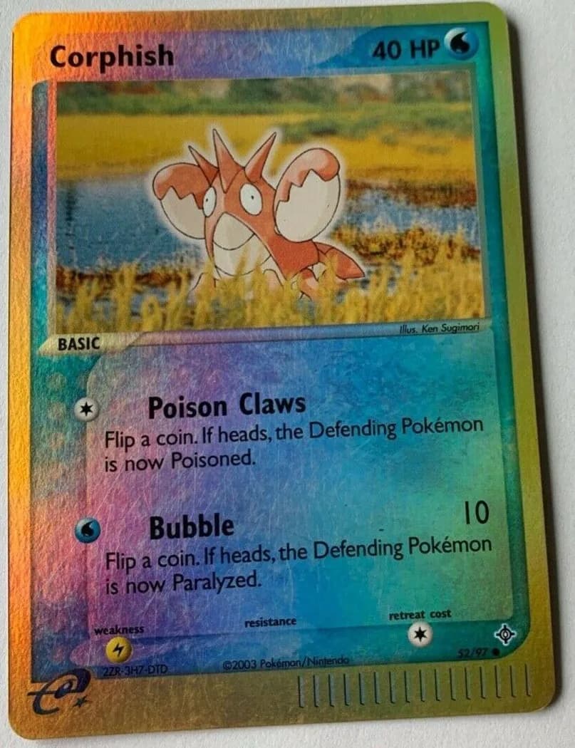 Corphish reverse holo card front, EX Dragon 52/97