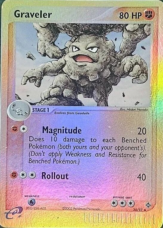 Graveler reverse holo card front, EX Dragon 30/97