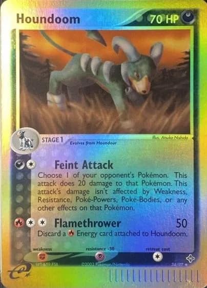 Houndoom reverse holo card front, EX Dragon 34/97