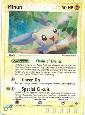 Minun reverse holo card front, EX Dragon 7/97