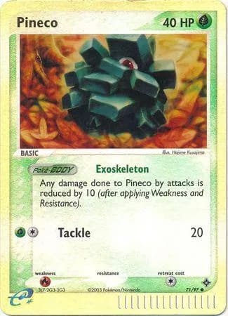 Pineco reverse holo card front, EX Dragon 71/97