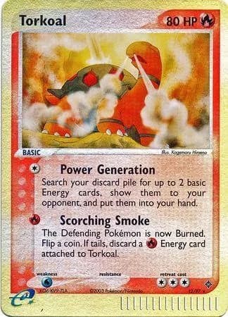 Torkoal reverse holo card front, EX Dragon 12/97