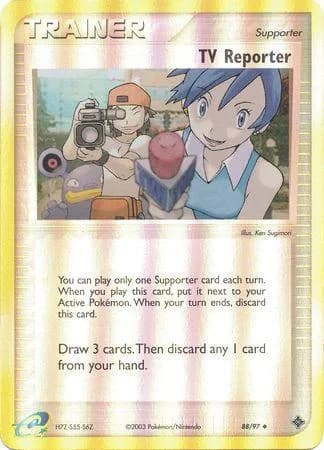 TV Reporter reverse holo card front, EX Dragon 88/97