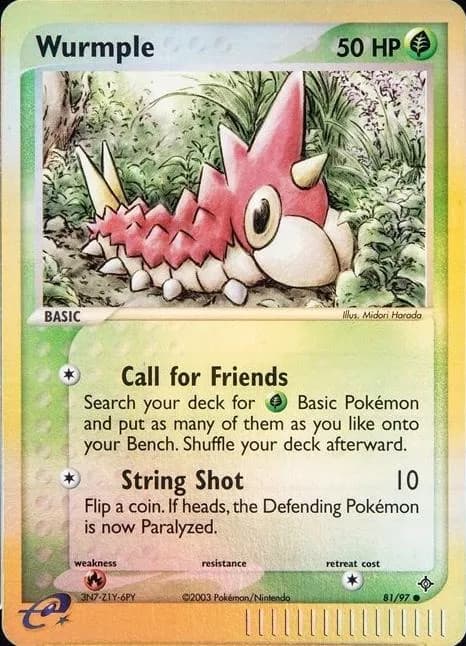 Wurmple reverse holo card front, EX Dragon 81/97