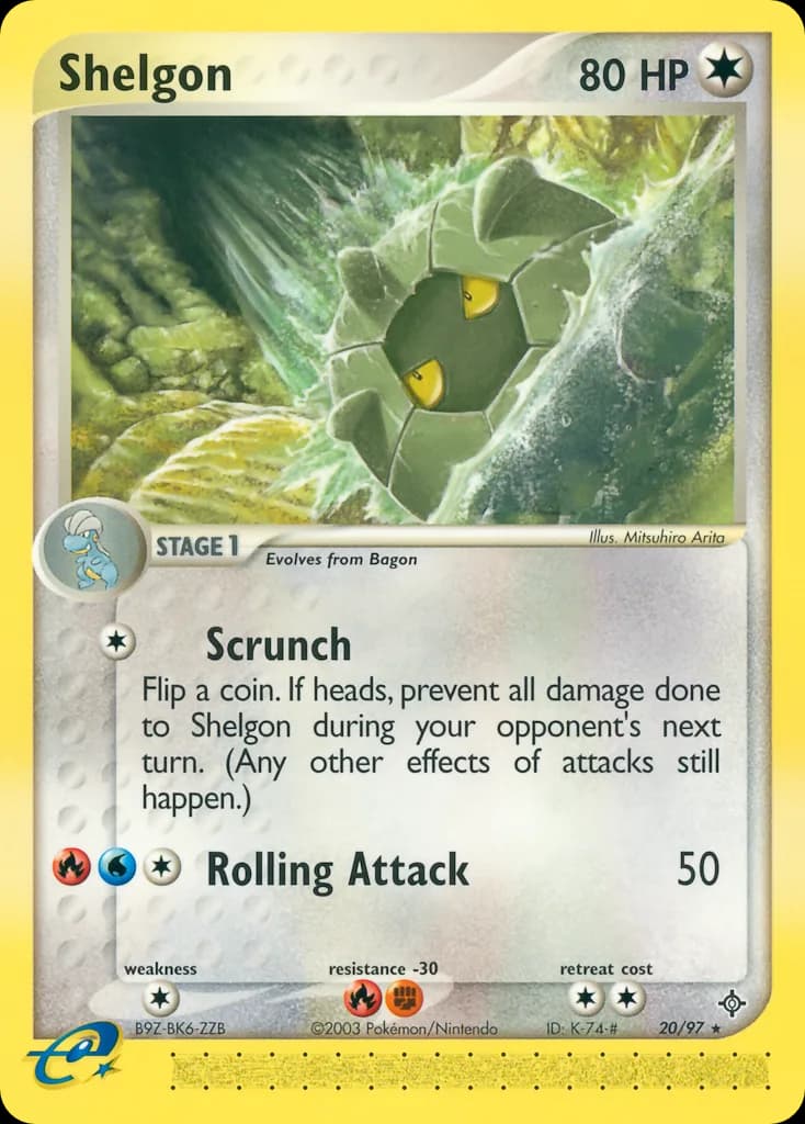 Shelgon card front, EX Dragon 20/97