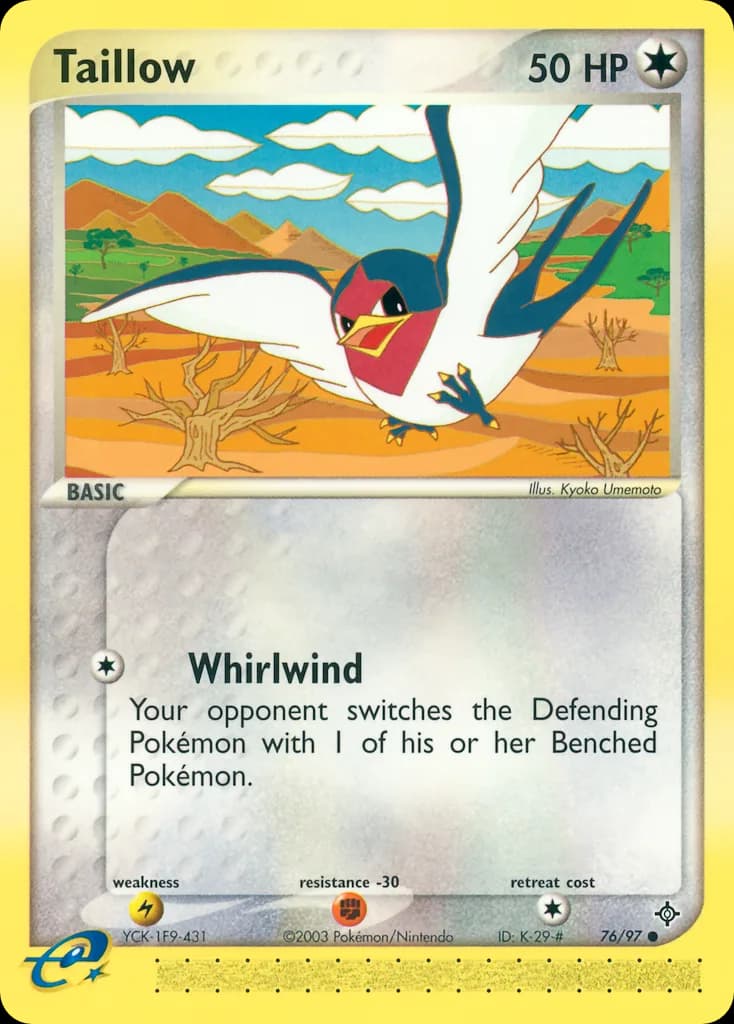 Taillow card front, EX Dragon 76/97