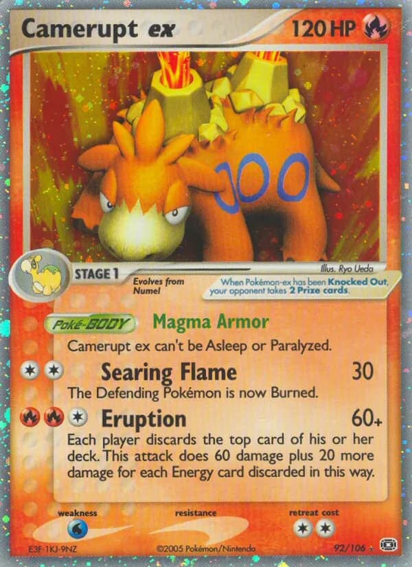 EX Emerald Camerupt ex card front, 92/106