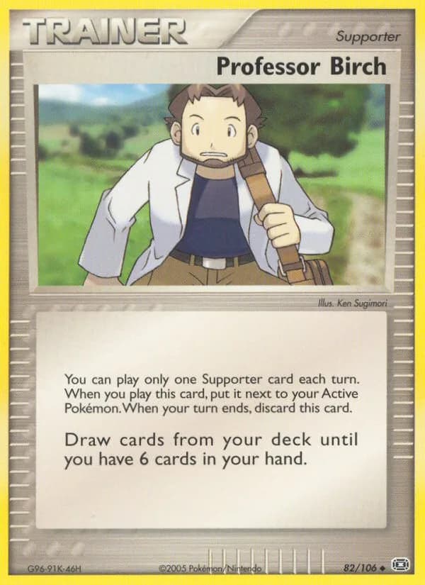 Professor Birch card front, EX Emerald 82/106