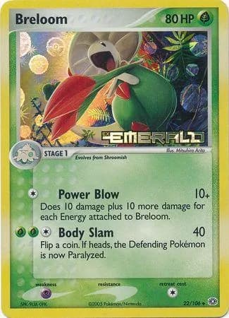 Breloom reverse holo card front, EX Emerald 22/106