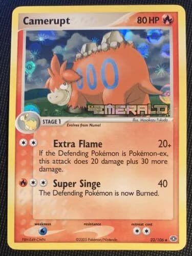Camerupt reverse holo card front, EX Emerald 23/106