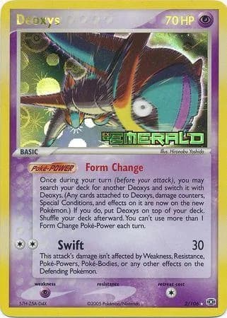 Deoxys reverse holo card front, EX Emerald 2/106