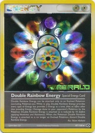 Double Rainbow Energy reverse holo card front, EX Emerald 87/106