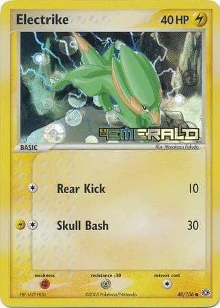 Electrike reverse holo card front, EX Emerald 48/106