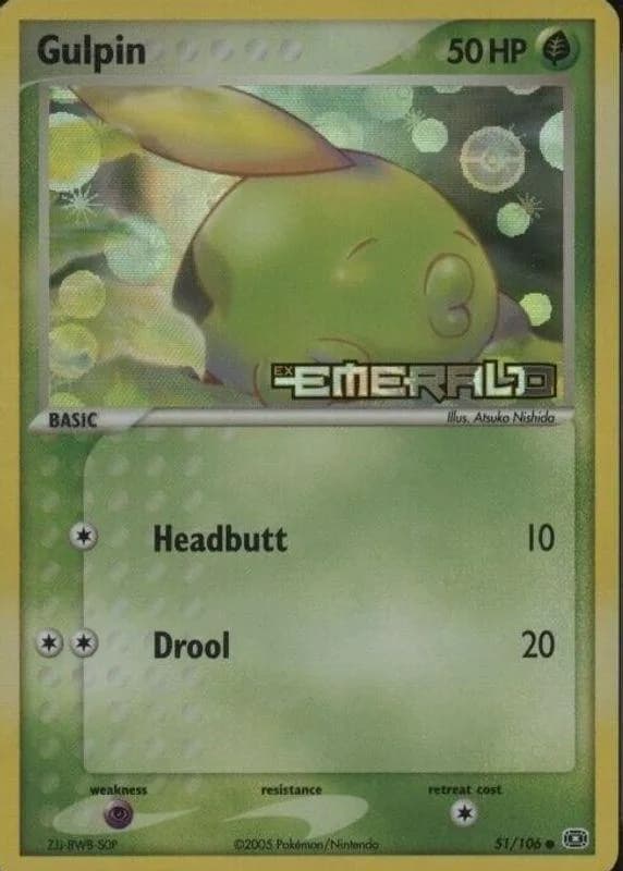Gulpin reverse holo card front, EX Emerald 51/106