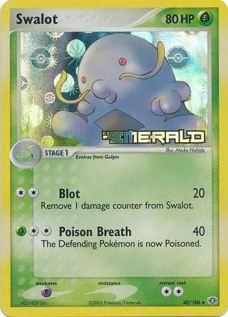 Swalot reverse holo card front, EX Emerald 40/106