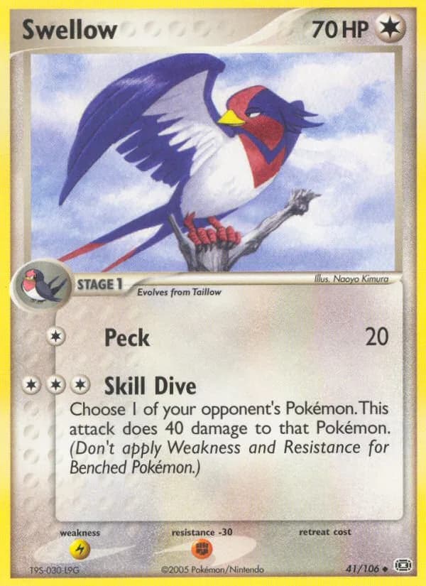 Swellow card front, EX Emerald 41/106