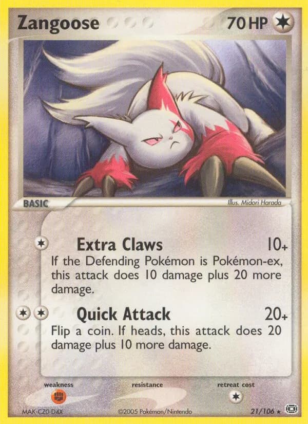 Zangoose card front, EX Emerald 21/106