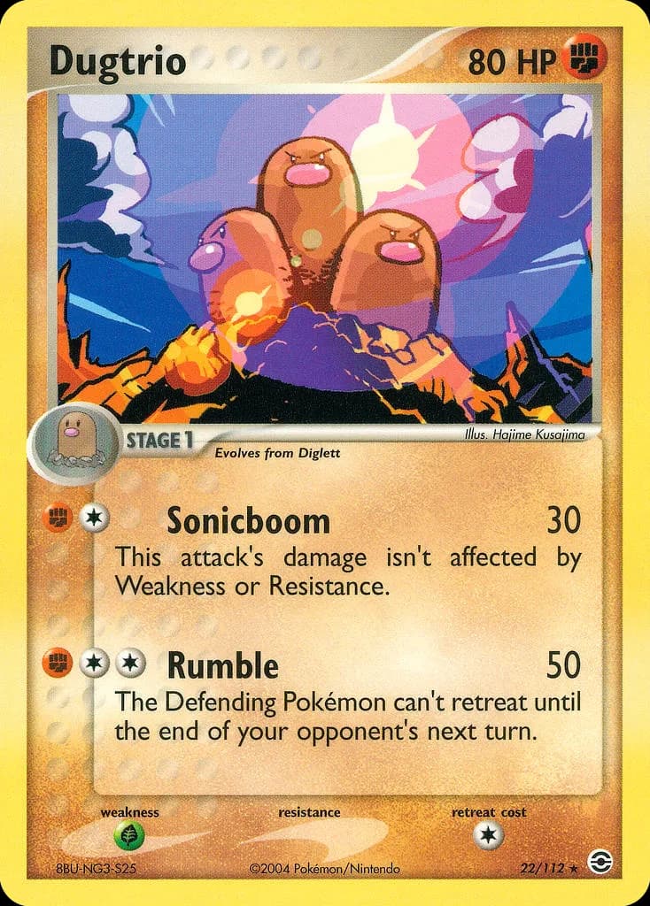 Dugtrio card front, EX FireRed & LeafGreen 22/112