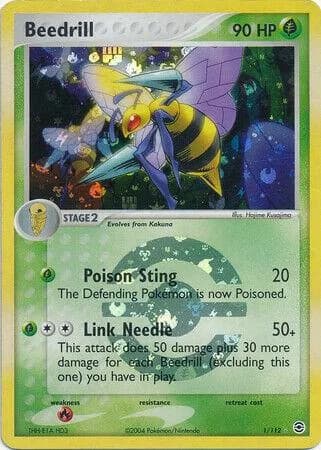 Beedrill reverse holo card front, EX FireRed & LeafGreen 1/112