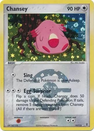 Chansey reverse holo card front, EX FireRed & LeafGreen 19/112