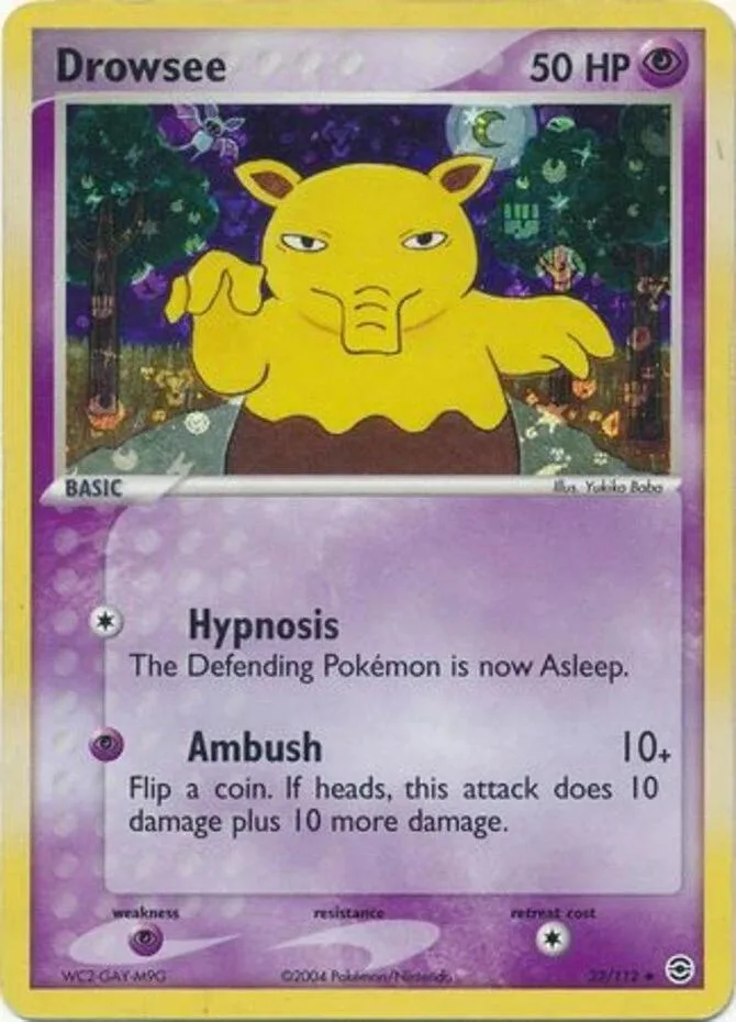 Drowzee reverse holo card front, EX FireRed & LeafGreen 32/112