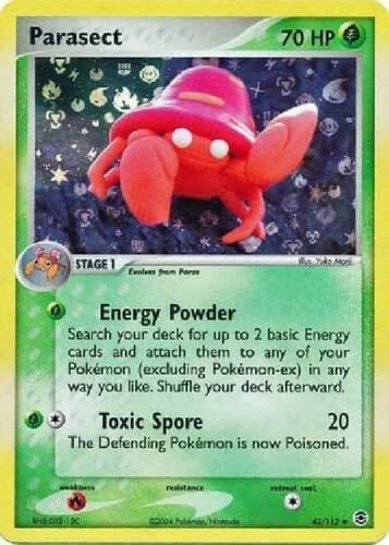 Parasect reverse holo card front, EX FireRed & LeafGreen 43/112