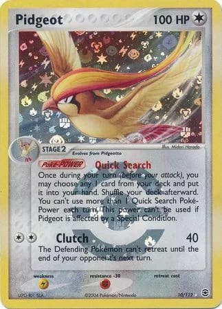 Pidgeot reverse holo card front, EX FireRed & LeafGreen 10/112