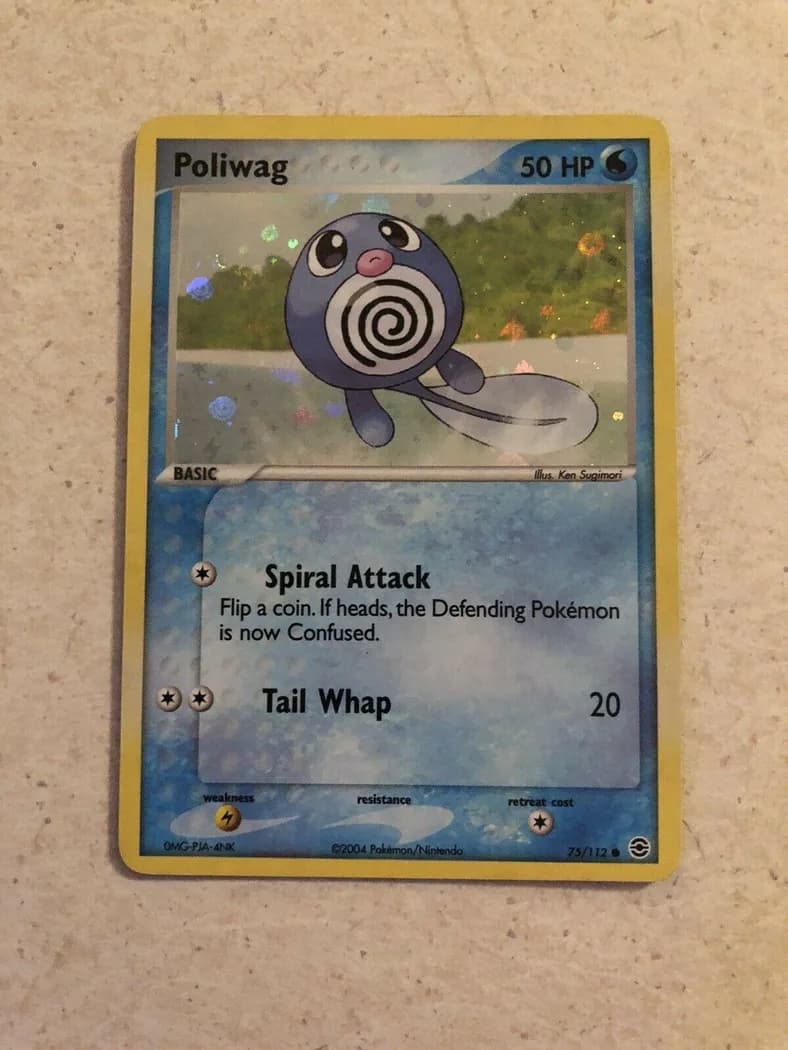 Poliwag reverse holo card front, EX FireRed & LeafGreen 75/112
