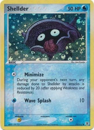 Shellder reverse holo card front, EX FireRed & LeafGreen 79/112