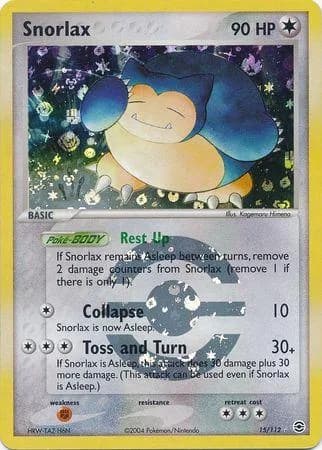 Snorlax reverse holo card front, EX FireRed & LeafGreen 15/112
