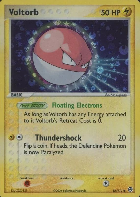 Voltorb reverse holo card front, EX FireRed & LeafGreen 85/112