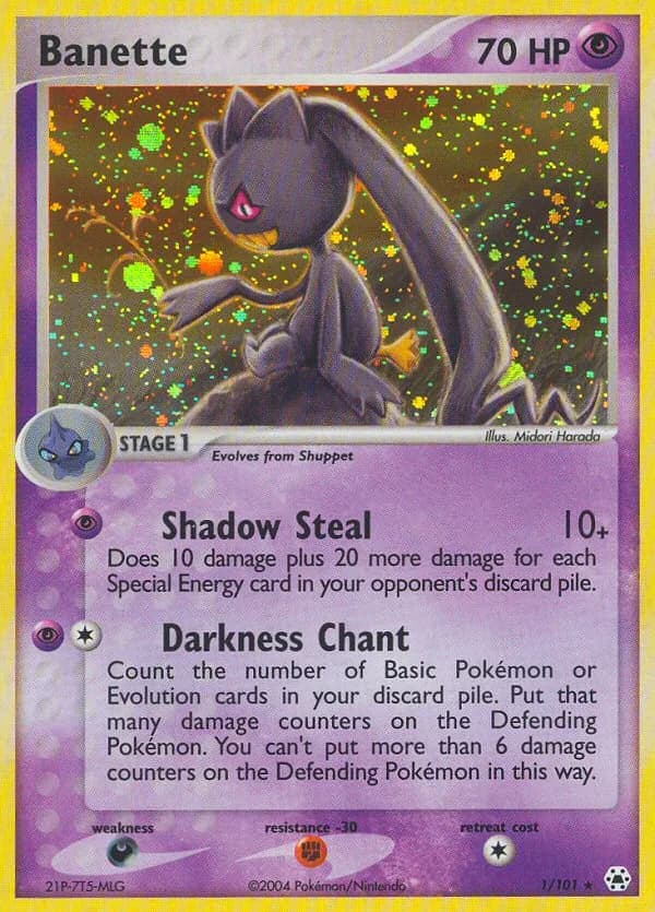 Banette card front, EX Hidden Legends 1/101