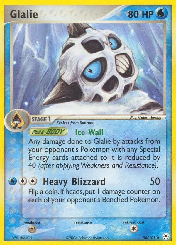 Glalie card front, EX Hidden Legends 34/101
