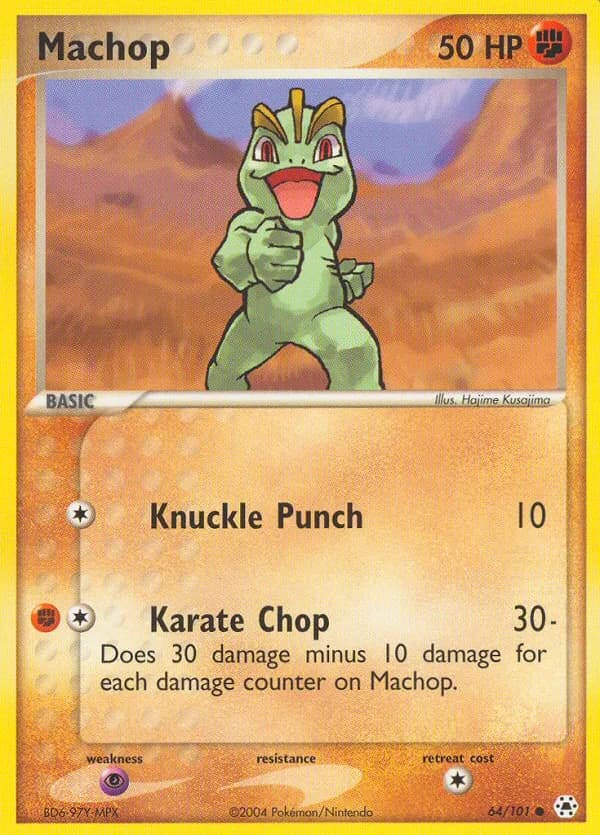 Machop card front, EX Hidden Legends 64/101