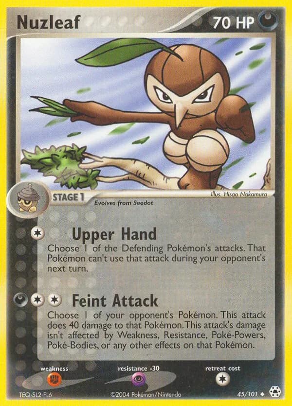 Nuzleaf card front, EX Hidden Legends 45/101