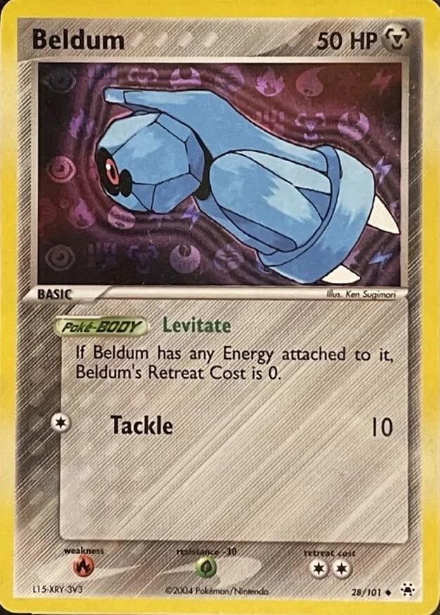 Beldum reverse holo card front, EX Hidden Legends 28/101