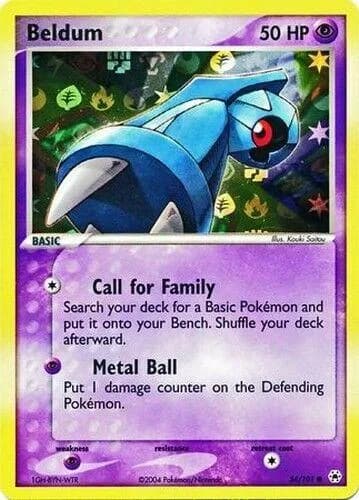 Beldum reverse holo card front, EX Hidden Legends 54/101