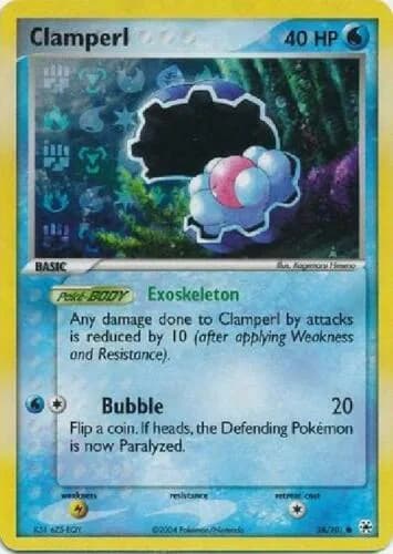 Clamperl reverse holo card front, EX Hidden Legends 58/101
