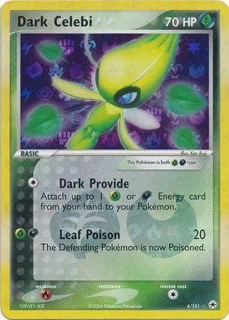 Dark Celebi reverse holo card front, EX Hidden Legends 4/101