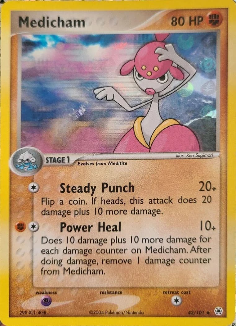 Medicham reverse holo card front, EX Hidden Legends 42/101