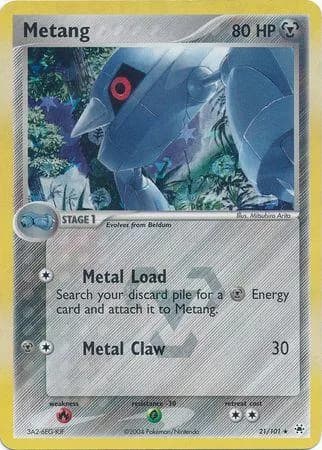 Metang reverse holo card front, EX Hidden Legends 21/101