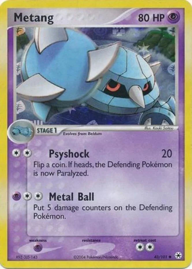 Metang reverse holo card front, EX Hidden Legends 43/101