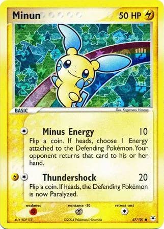 Minun reverse holo card front, EX Hidden Legends 67/101
