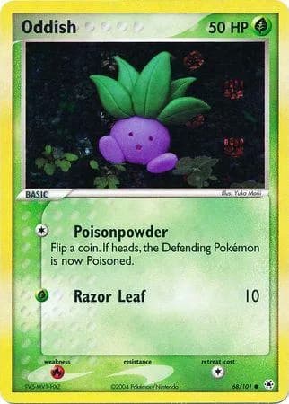 Oddish reverse holo card front, EX Hidden Legends 68/101